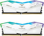TeamGroup Delta RGB White 32GB DDR5 RAM με 2 Modules (2x16GB) και Ταχύτητα 6000 για Desktop