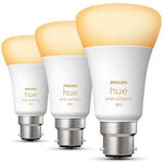 Philips Huewca 3p Eur Smart Λάμπες LED 6.5W για Ντουί E27 και Σχήμα A60 RGBW 830lm Dimmable 3τμχ