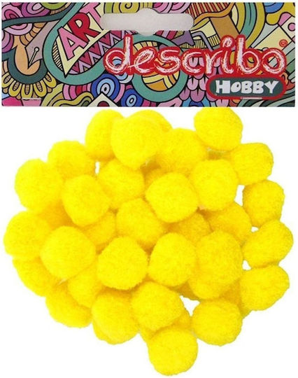 Describo Pom Pom Handwerk Gelb mit Durchmesser 25mm Set 50Stück