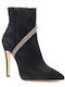 Suede Women's Ankle Boots with High Heel Black