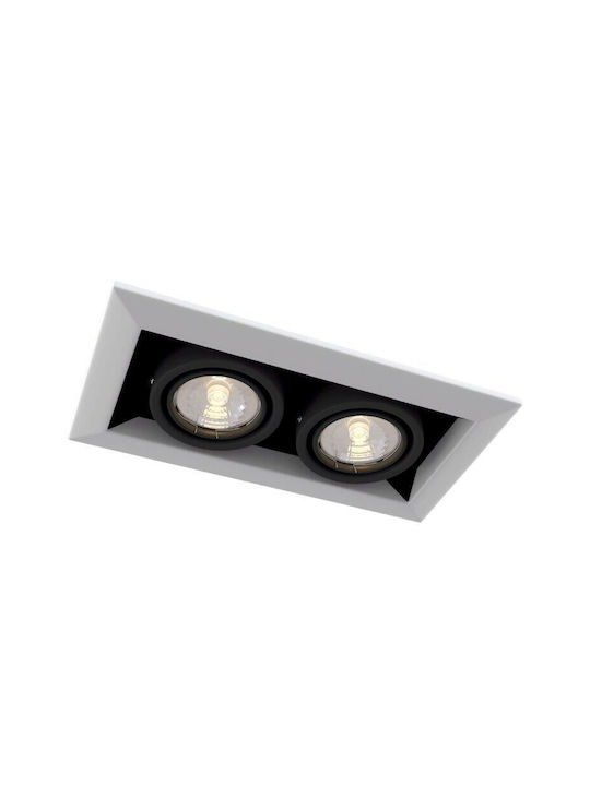 Maytoni Rechteckig Metallisch Einbau Spot mit Fassung GU10 Weiß 24.5x12.6cm. 1Stück