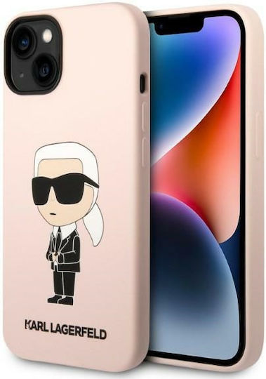 Karl Lagerfeld Ikonik Umschlag Rückseite Silikon Rosa (iPhone 14 Plus)