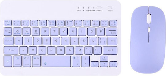 10 Inch BT Wireless Bluetooth Keyboard & Mouse Set English US Purple