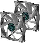 Iceberg Thermal IceGALE Case Fan 140mm με Σύνδεση 4-Pin PWM 2τμχ Γκρι