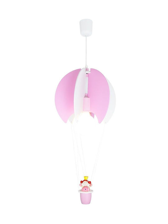 Elobra Princess Leia Single Bulb Kids Lighting Pendant Wooden 40W with Drive Size E27 In Pink Colour