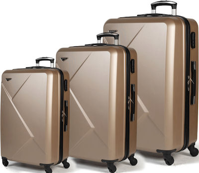 Cardinal Travel Suitcases Hard Beige with 4 Wheels Set 3pcs