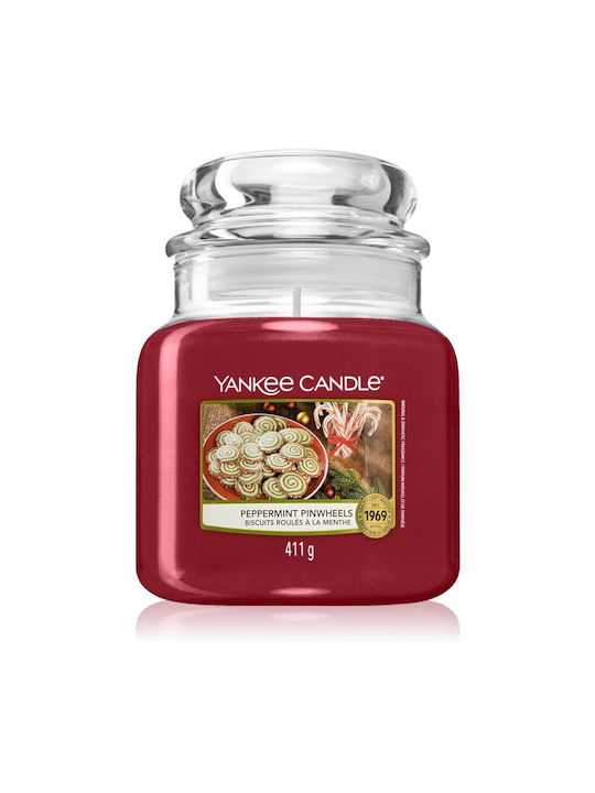 Yankee Candle Scented Candle Peppermint Pinwheels Jar Red 411gr 1pcs