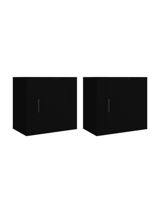 Noptiere Lemnoase Negru 2buc 50x30x47cm