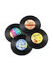 Round Plastic Black Coasters 4pcs