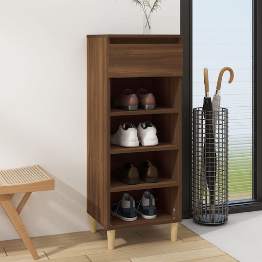 Wooden Shoe Organizer with 4 Shelves Yellow 40x36x105cm