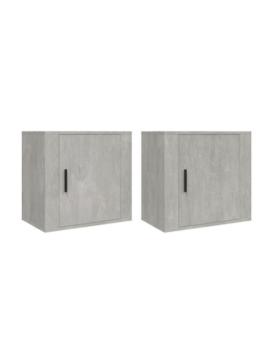 Noptiere Lemnoase Beton gri 2buc 50x30x47cm