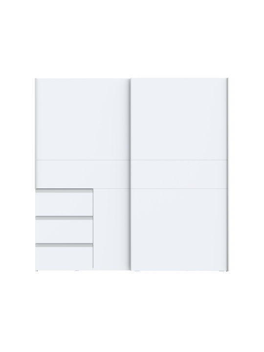 Δίφυλλη Ντουλάπα Ρούχων Συρόμενη Aneta Λευκή 200.1x61.2x200.5cm
