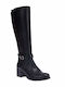 Leder Damenstiefel Schwarz