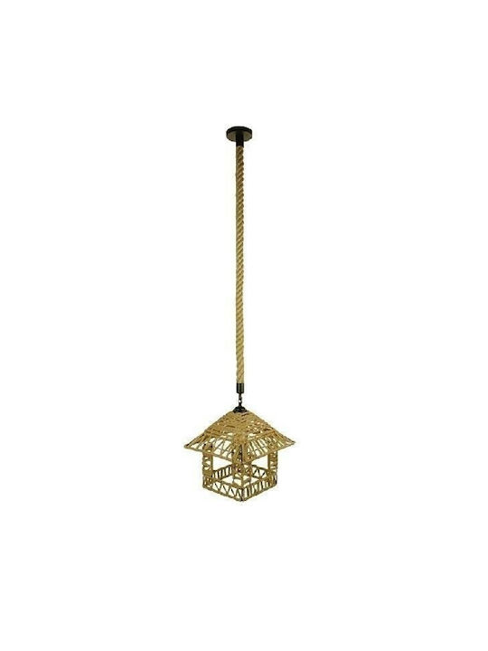 A56 Pendant Light Single-Light with Rope for Socket E27 Brown