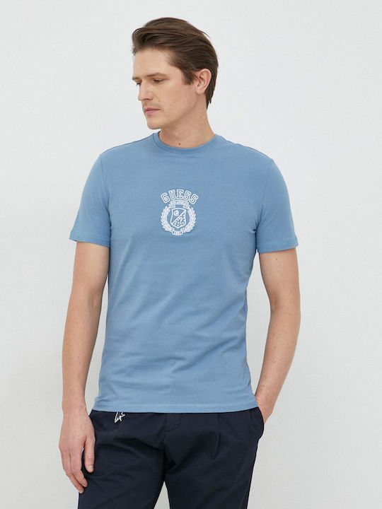 Guess Herren T-Shirt Kurzarm Parisian Roof Blue