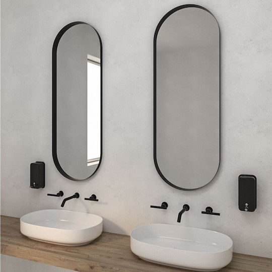 Iron Semi Oval Οβάλ Καθρέπτης Μπάνιου από Μέταλλο 45x100cm Black