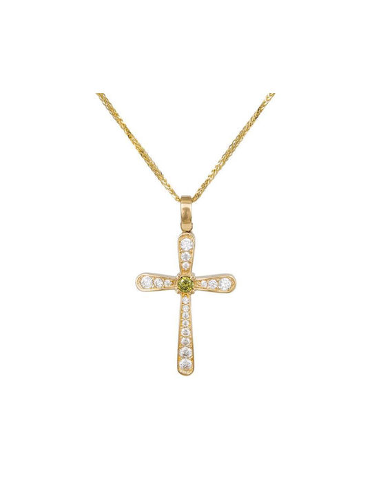 Baptismal Crosses with Chain 14 Carat Gold Cross K14 044549C 044549C 044549C Women's Gold 14 Carat