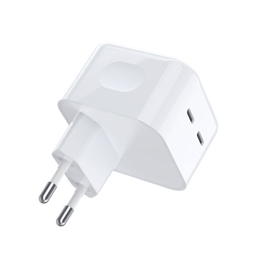 Choetech Φορτιστής Χωρίς Καλώδιο με 2 Θύρες USB-C 35W Power Delivery Λευκός (Q5008)