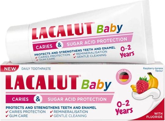 Lacalut Кариес и Защита от Захарна Киселина Бебешка Паста за Зъби за 0м+ с Вкус Банан 55мл