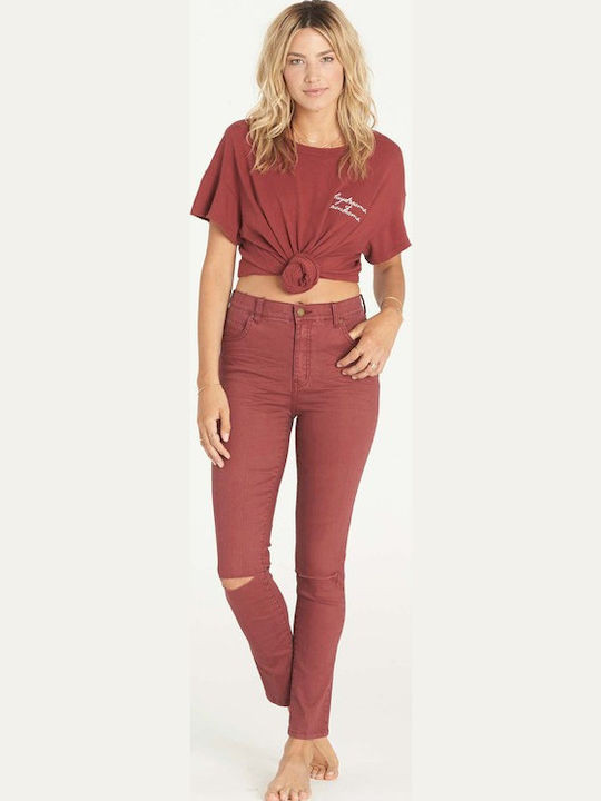 Bestie Women's Fabric Trousers Red