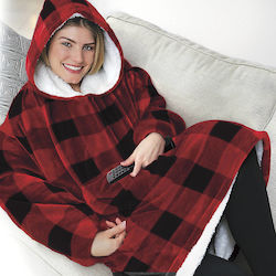 Huggle Velvet Blanket with Sleeves 70x90cm Red and Black