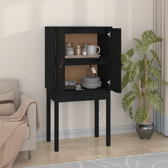 vidaXL Wohnzimmer Vitrine aus Massivholz Schwarz 60x40x120cm