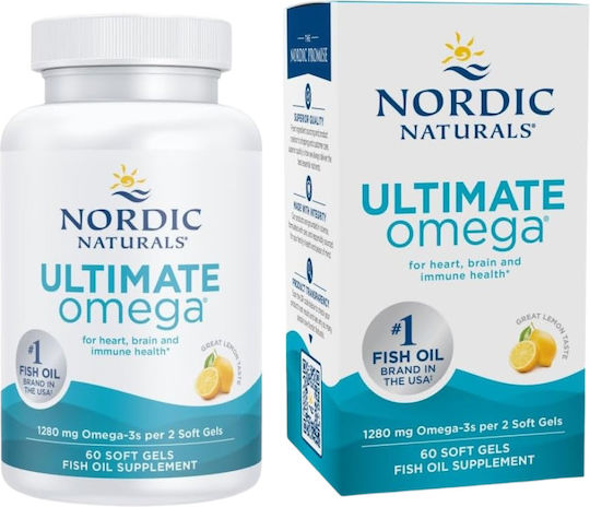Nordic Naturals Ultimate Omega Fish Oil 1280mg 60 softgels Lemon