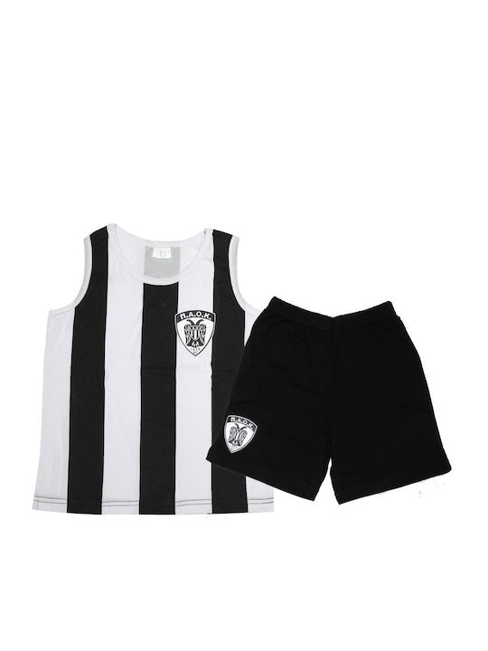 Kinderunterwäsche T-Shirt-Boxer schwarz/weiß 100% Baumwolle PAOK 1926