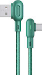 Usams US-SJ457 Angle (90°) / Braided USB 2.0 Cable USB-C male - USB-A male Πράσινο 1.2m (SJ457USB02)