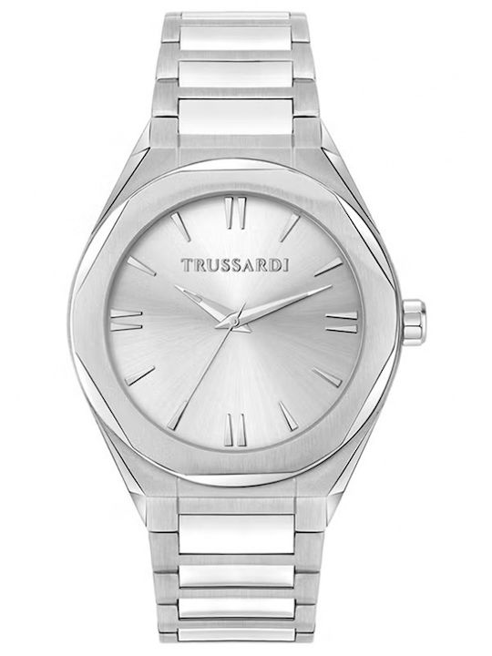 Trussardi T-big Men's Watch 41mm Battery with Silver Metal Bracelet