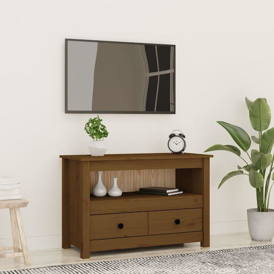 TV Stand Made of Solid Brown Wood L79xD35xH52cm