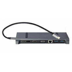 Cablexpert USB-C Docking Station με HDMI/DisplayPort 4K PD Ethernet (A-CM-COMBO9-02)