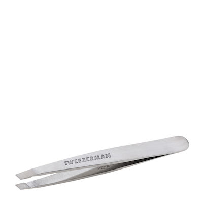 Tweezerman Eyebrow Tweezer with Curved Tip Mini Slant Silver 1pcs