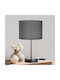 Pakketo PWL-1183 Fabric Table Lamp for Socket E27 with Gray Shade and Black Base