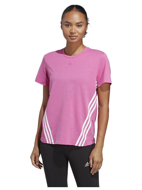 3-Stripes Γυναικείο T-shirt Ριγέ Ροζ