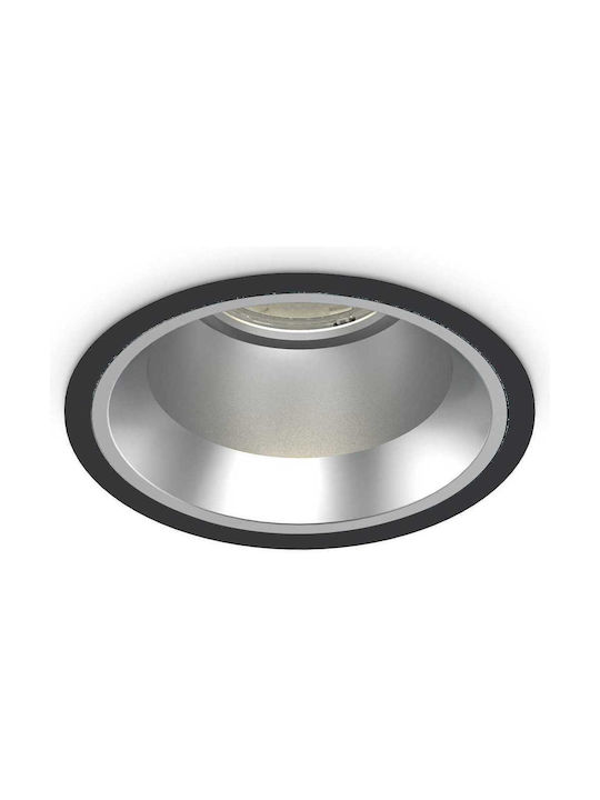 Ideal Lux Round Metallic Recessed Spot with Integrated LED and Warm White Light Black 11x11cm. 1pcs