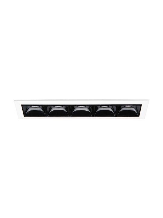 Ideal Lux Lika Trim Παραλληλόγραμμο Μεταλλικό Χωνευτό Σποτ με Ενσωματωμένο LED και Φυσικό Λευκό Φως Μαύρο 14.6x4.5εκ. 1τμχ