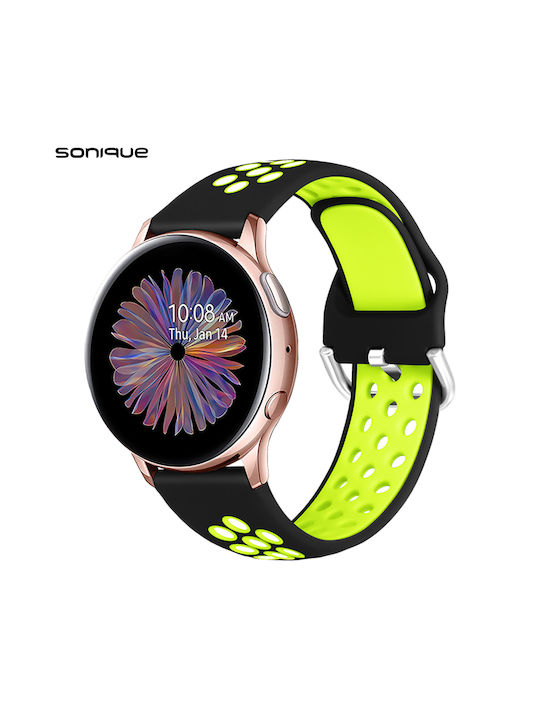 Sonique Sport Band Λουράκι Σιλικόνης Μαύρο / Λαχανί (Universal 22mm)