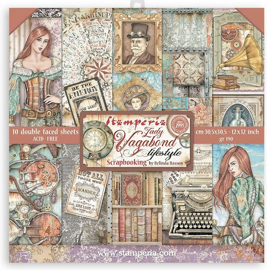 Stamperia Lady Vagabond Lifestyle Foi Scrapbooking 190gr/m² 10 foi 10buc