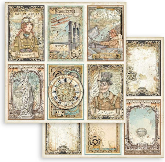 Stamperia Sir Vagabond Aviator Cards Foaie Scrapbooking Față și spate Simplu 1buc