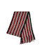 Men's knitted scarf with fringes tricolour Red Black Gray Rhombus design code 3167