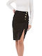 Women's Midi Skirt Gold Buttons Paranoia, 15303.BLA Black