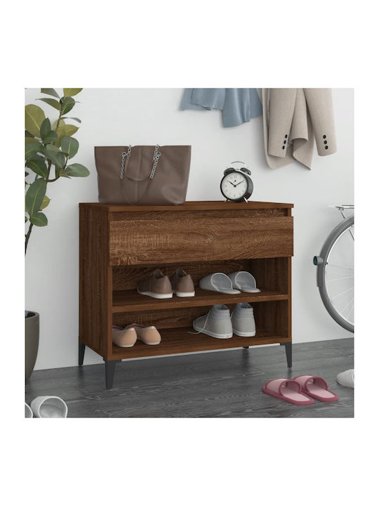 Metallic Shoe Organizer with 2 Shelves Smoked Oak 70x36x60cm