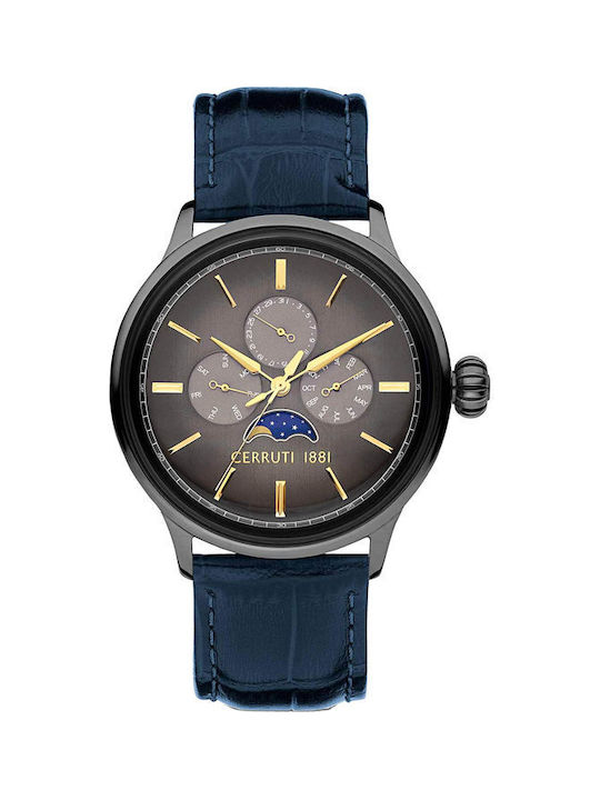 Cerruti Dervio Uhr Chronograph Batterie mit Blau Lederarmband