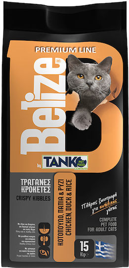 Tanko Belize Premium Line Ξηρά Τροφή για Ενήλικες Γάτες με Κοτόπουλο / Πάπια / Ρύζι 15kg