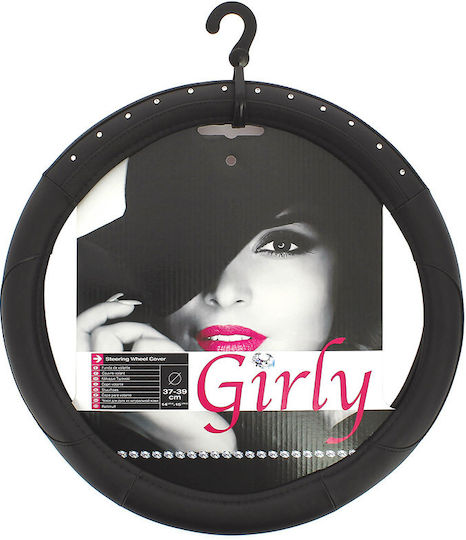 Sumex Car Steering Wheel Cover Black Diamonds with Diameter 37-39cm made of Leatherette Black
