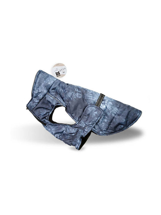 Glee Tie-Dye Blue Waterproof Dog Coat with 30cm Back Length