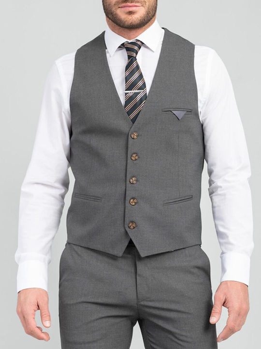 Vittorio Artist Men's Vest "TREVIO" Grey Slim Fit (TREVIO) (64% Polyester, 34% Viscose, 2% Lycra)