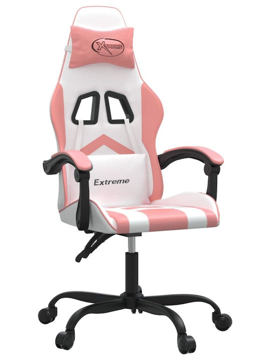 vidaXL 349600 Καρέκλα Gaming Δερματίνης Λευκό/Ροζ