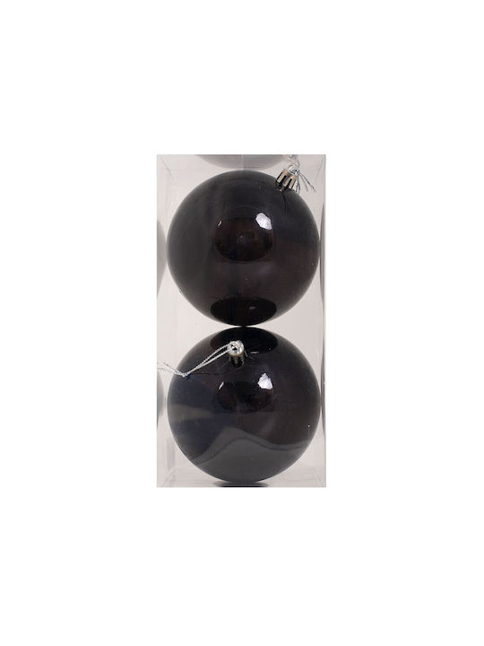 Fun World Christmas Plastic Ball Ornament Black 10x10cm 2pcs